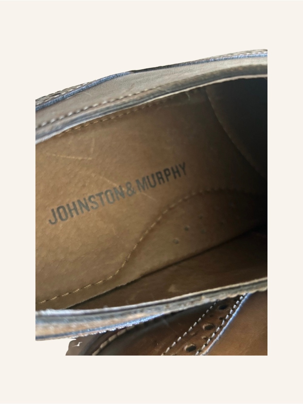 Johnston & Murphy Shoes Men’s Brown Cognac Wingtip Oxfords Leather Size 9 Men’s - Picture 10 of 11